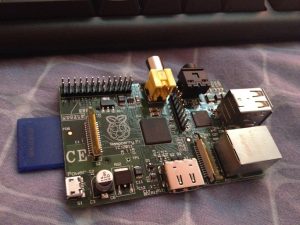 My Raspberry PI with inserted SD card.
